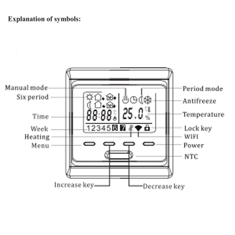 Wi-Fi интеллект, термостат с подогревом пола, 220 В, ЖК-экран, программируемая температура, приложение Vioce Control, термостат, контроллер теплого пола