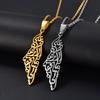 Stainless Steel Israel And Palestine Map Necklace Men'S And Women'S Titanium Steel Arabic Pendant Fashion Accessories