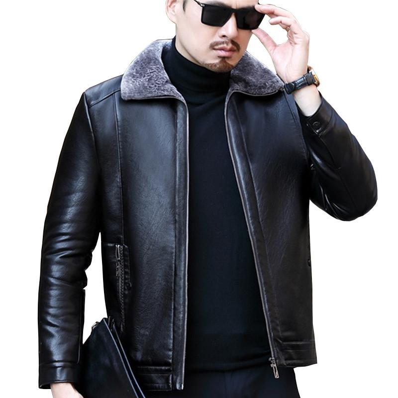 Leather Jacket Men's New Winter Fleece Sheepskin Leather Jacket Jacket Men's Clothing
