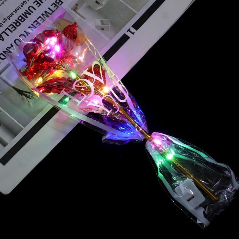 LED Lights Gold Foil Rose Flower Glowing Wedding Fake Flower Valentine's Day