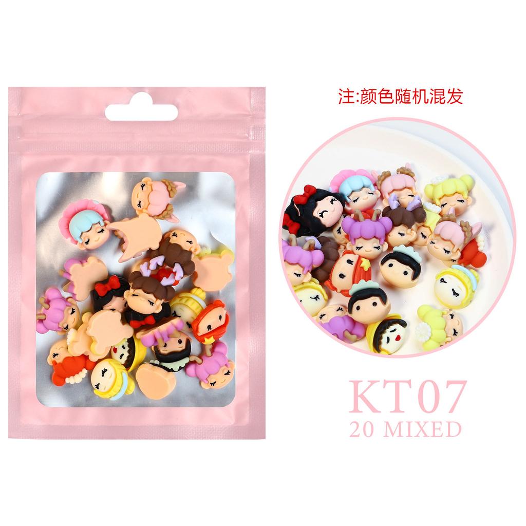 Nail Art Resin Cartoon Jewelry With The Same Mixed Mini Cartoon, Little Soft And Cute Girl Heart Cartoon 20 Pcs