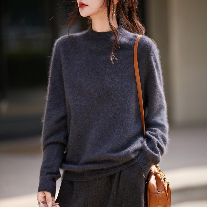 2025 Autumn/Winter Women's Seamless High Neck Wool Sweater - Versatile, Long Sleeve Knitwear