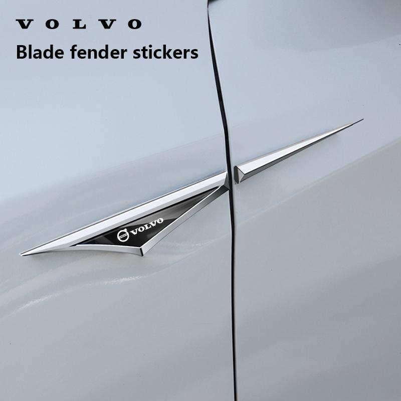 AAKA1 2pcs Metal volvo Logo Car Fender Side Wing Emblem Badge Sticker For VOLVO XC60 XC90 S60 S90 XC40 V90 S40 V40 XC70 C30 C70 S80