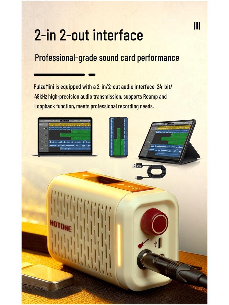 Hotone Pulze Mini Bluetooth Electric Guitar & Bass Amplifier/Speaker for Outdoor Performance