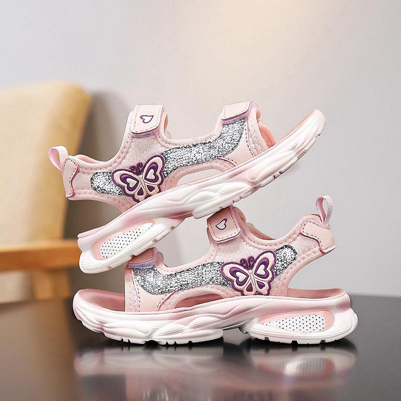 28-38 Детские летние большие легкие дышащие модные сандалии для девочек пляжная обувь