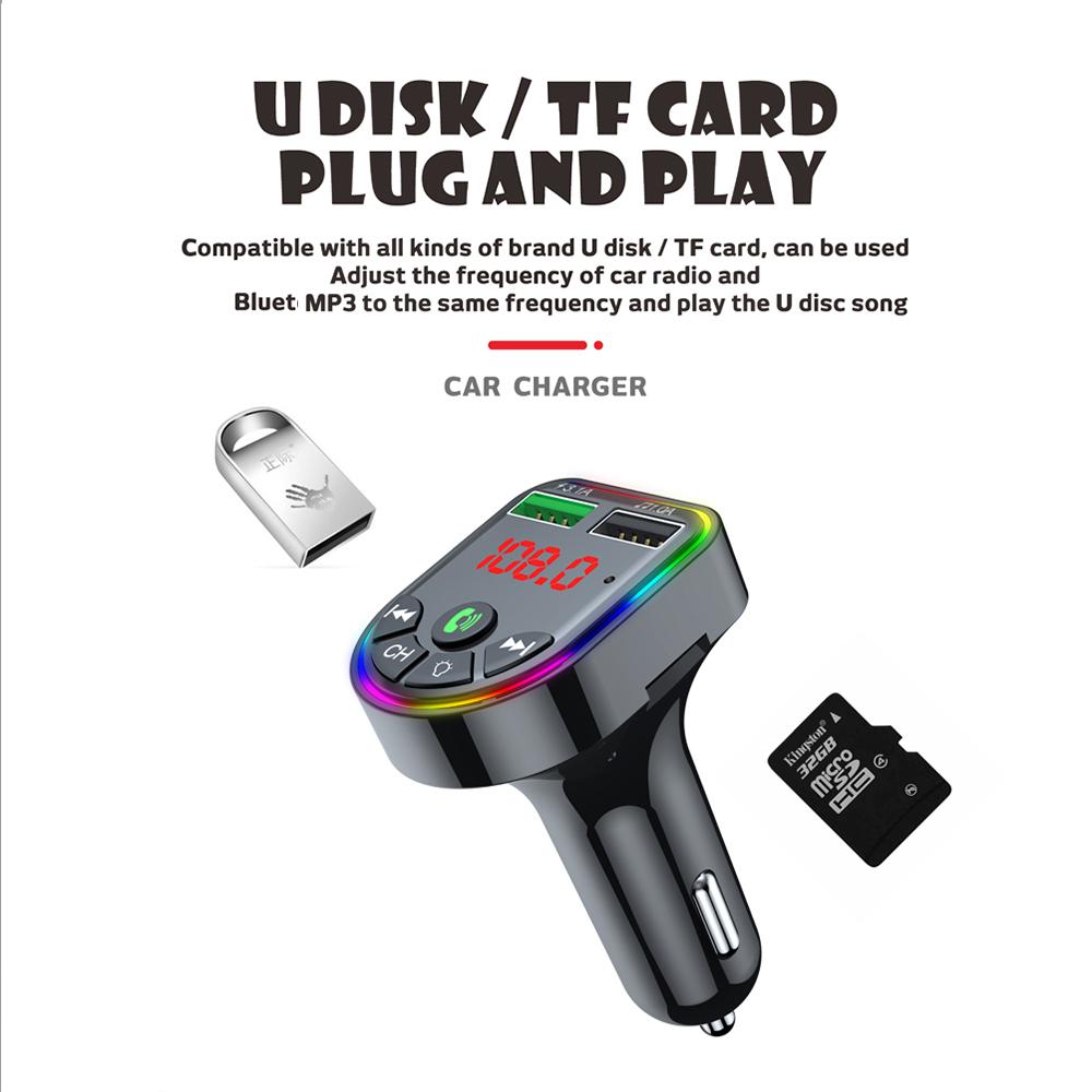 Автомобильный Bluetooth 5.0 FM-передатчик беспроводной громкой связи аудио приемник MP3-плеер светодиодный 3.1A двойной USB быстрое зарядное устройство автомобильные аксессуары комплект
