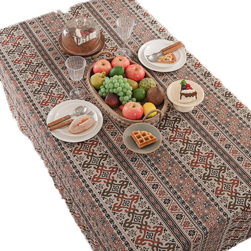 Богемный Американский Ретро Цветочный Романтический Тканевый Чехол для Обеденного Стола, Скатерть для Кофейного Столика, Прямоугольная Скатерть, Пасторальное Декоративное Покрытие