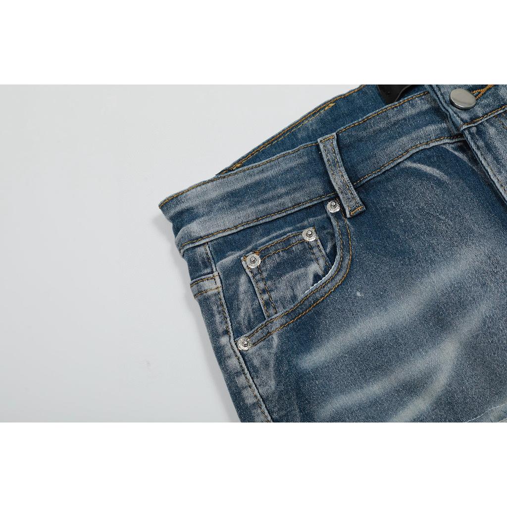 M45 Мужские и женские модные джинсы в американском стиле с тканевыми нашивками, дырками, вышивкой, повседневные и модные брюки для улицы