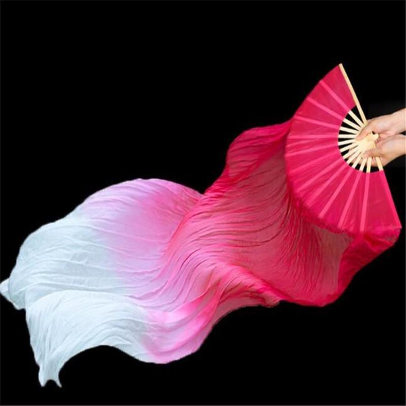 Hand-Made Faux Silk Belly Dance Fan Veils - Bamboo Long Fans Veils Available In 6 Stunning Colors for Dance Performances