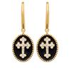 [Q8419] - Gold Plated 'Cross' Black Gold Earrings - 14x11 Mm