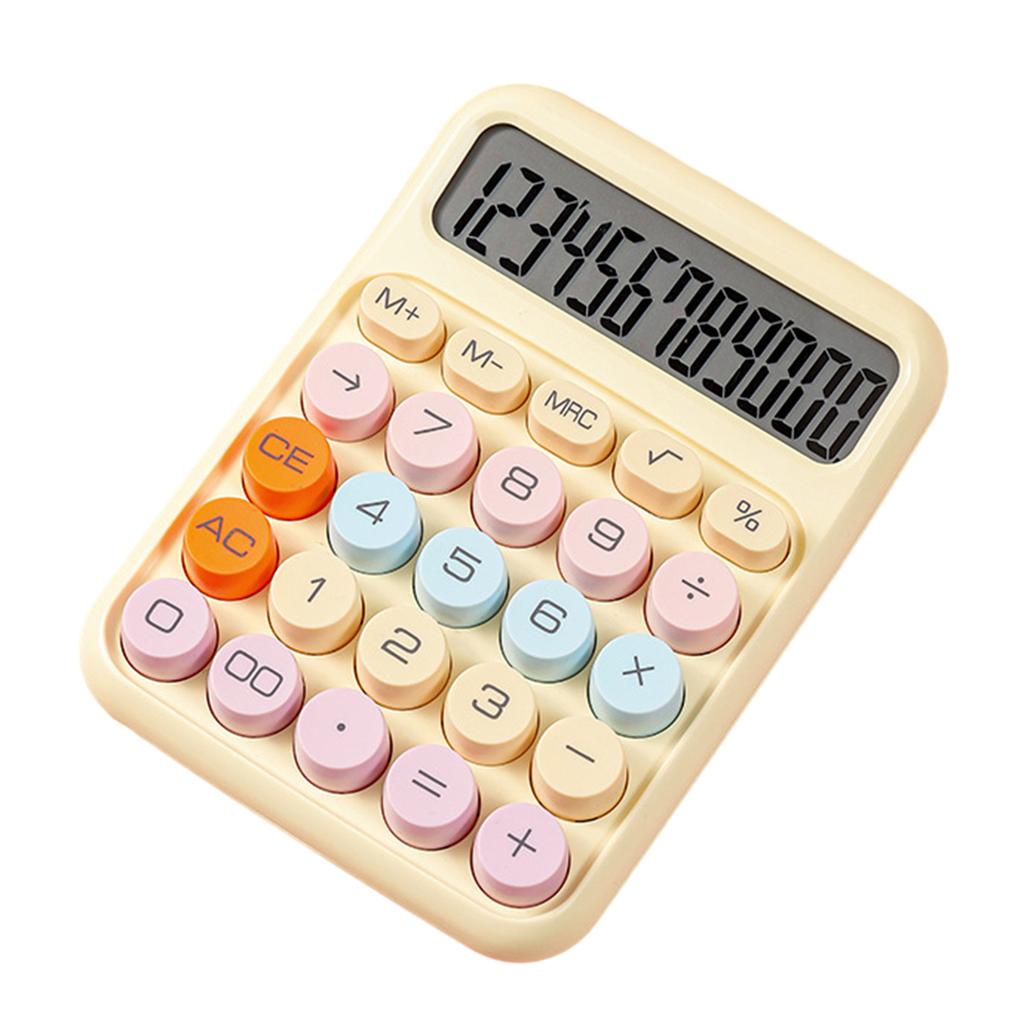 Mechanical Calculator 12 Digit Large LCD Display Big Round Button Cute Candy Colored Calculator