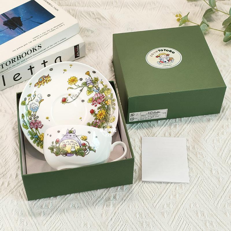 Кофейные чашки и блюдца из костяного фарфора серии «Мой сосед Тоторо» в японском стиле, январь-декабрь