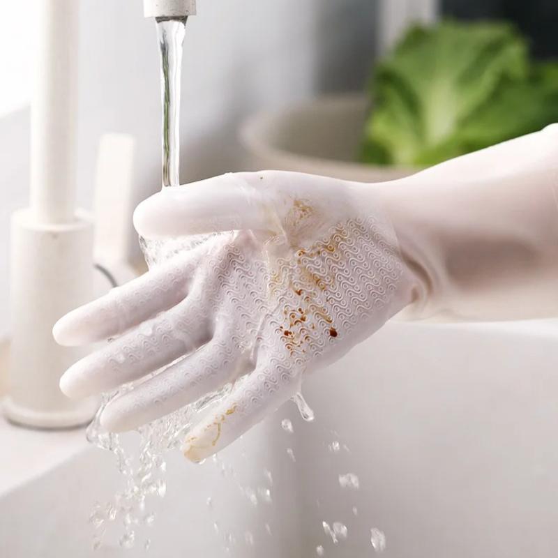 Household Dishwashing Gloves Women Washing Clothes Waterproof Rubber Gloves Thin Household Brush Bowl Latex Gloves