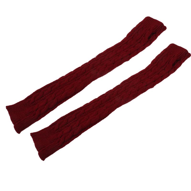 1 пара длинных вязаных унисекс перчаток с полупальцами для женщин и девочек, осенне-зимние, однотонные, теплые варежки до локтя