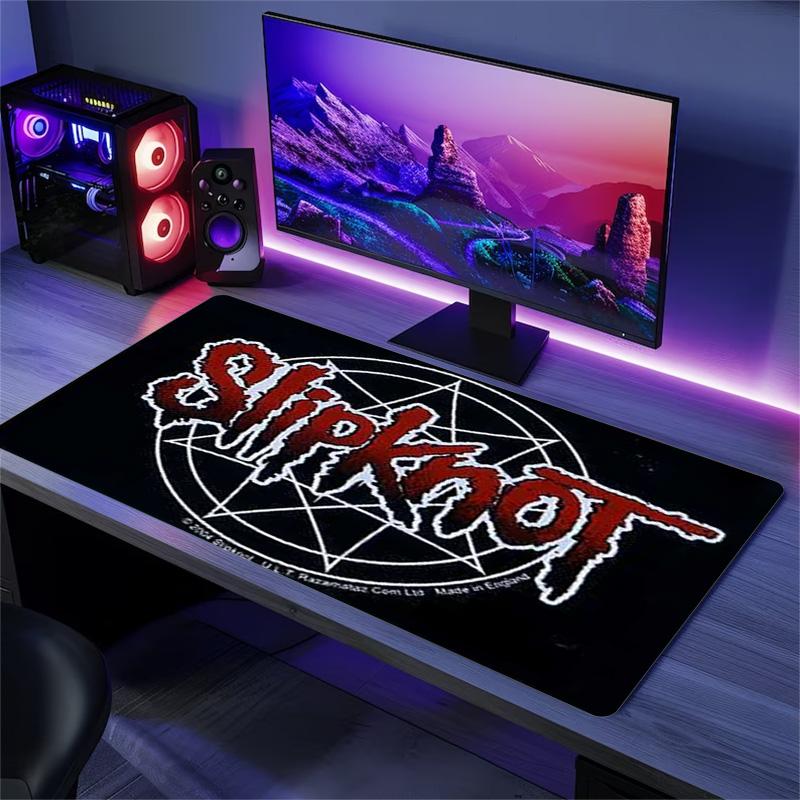 Slipknot Red Nonagram Logo Large Gaming Mouse Pad Non Slip Desk Mat for Heavy Metal Band Fan Decor