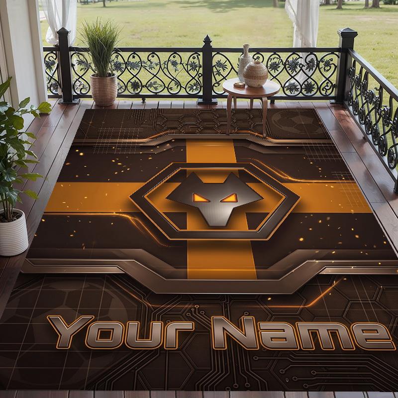 Custom Text Printed Rug Wolverhampton Wanderers Football Non Slip Floor Carpet For Home Room Decor
