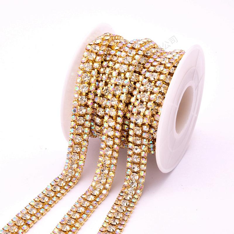 3 ряда из двух маленьких и одной большой золотой нижней цепочки с когтями, стразы, интенсивные декоративные аксессуары для одежды своими руками