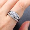 Lover Letter Promise Ring Set For Girlfriend AAA+ Cubic Zirconia Silver Color Engagement Proposal Women Jewelry Wholesale DZR017