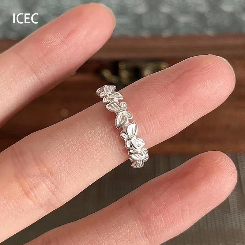 Korean Version Plain Ring Irregular 925 Sterling Silver Versatile Ring Women's Niche Ins Style Design Non-fading Combination Ring