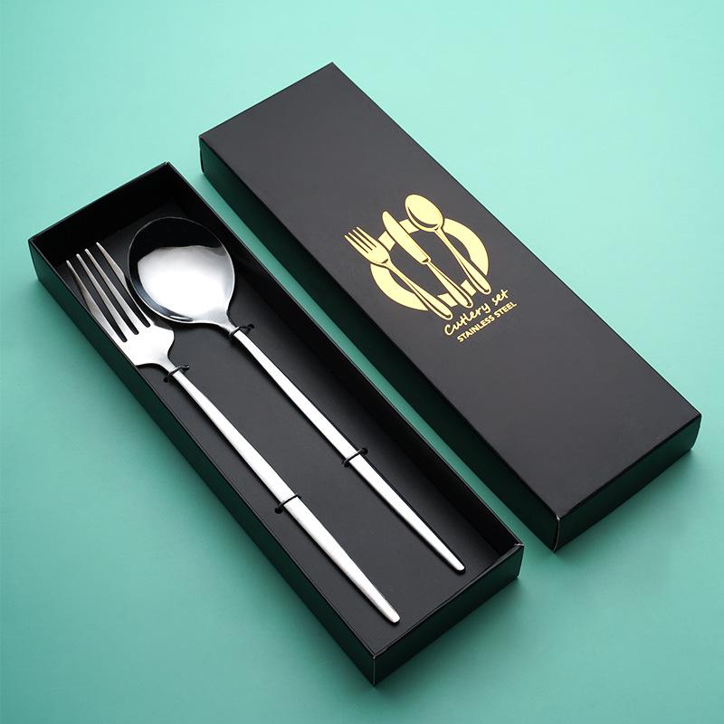 Португальский набор столовых приборов: Нож, вилка, ложка из нержавеющей стали - подарочная коробка для стейков в стиле вестерн из 4 предметов