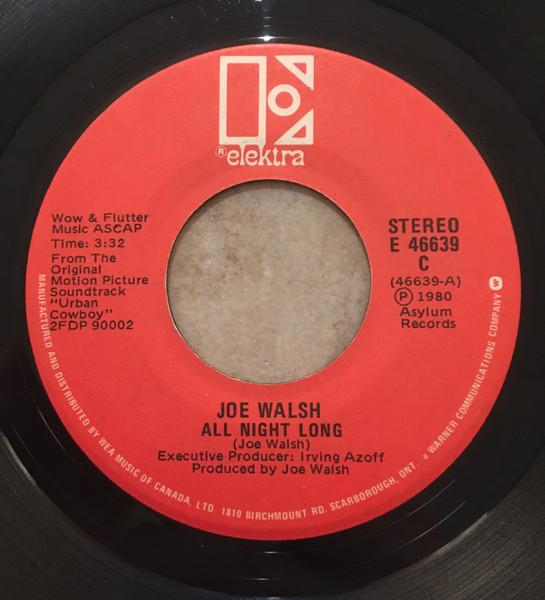 7-дюймовая пластинка JOE WALSH All Night Long E46639 Elektra 1980 Канада Рок Б/у