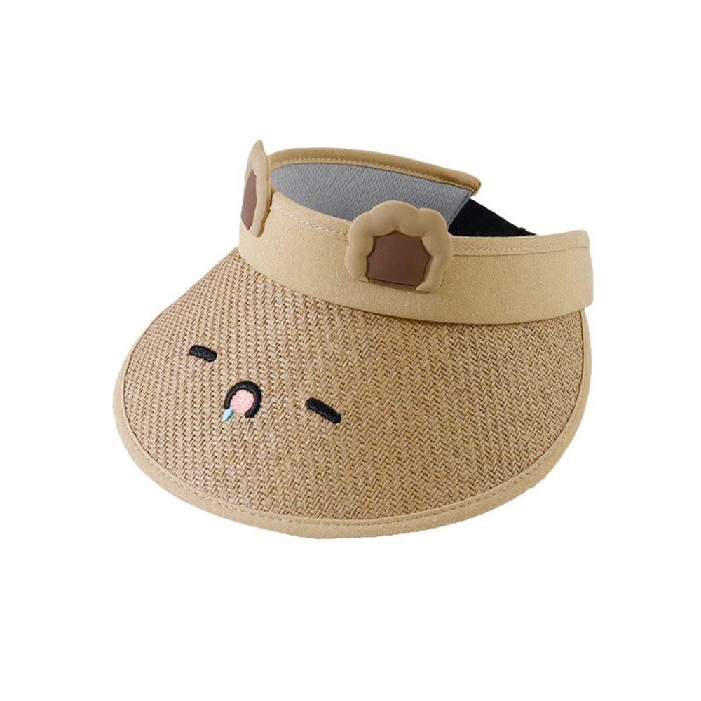 Adjustable Sun Visor Hat Large Brim Sunscreen Cap Lovely Empty Top Cap Boys Girls