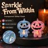 Halloween Goody Bag Stuffers Glitter Pumpkin Ghost Squeeze Toy, Stress Relief Clear Man Spooky Fidget TOy Sensory Party Favors Kids Toys