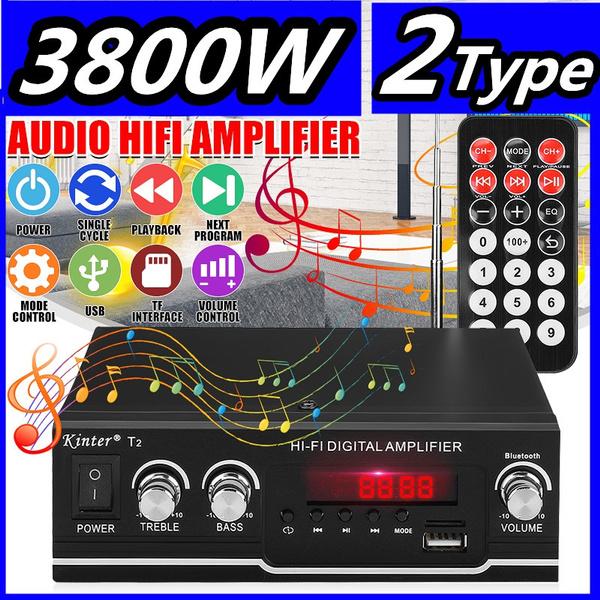 3800 Вт Bluetooth аудио мощность Hi-Fi усилитель музыкальный приемник FM-радио усилитель Поддержка звука 110 В/220 В для автомобиля/500 Вт 2-канальный аудиоусилитель