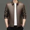 Тонкая кожаная куртка для мужчин весна и осень новая мужская кожаная куртка повседневная деловая тонкая мужская куртка из искусственной кожи с лацканами