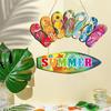 Beach Hello Summer Wall Ornaments Funny Wooden Slippers Decoration for Summer Home Room