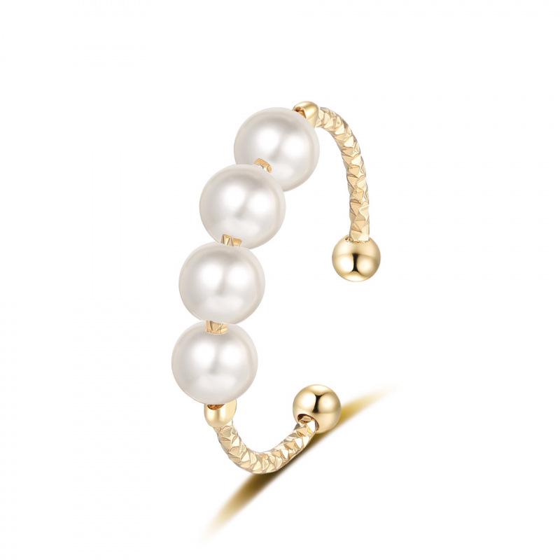 Women's Adjustable Retro Pearl Ring - Trendy Open Index Finger & Joint Style