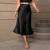 Women Spring Summer High Waist Hip Wrap  Fishtail Skirt Women Sex Appeal Temperament Commuter Dress Slim Satin Half Dress