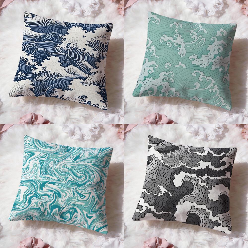 Wave pattern Cushion Cover Premium Comfort Reversible Pillow Cove Two in One Design for Any Room Car Interior