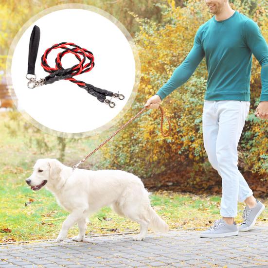 Double Bungee Dog Leash No-Tangle 360-degree Swivel Dual Dog Leash Dog Walking Training Lead Splitter for Medium Large Breeds