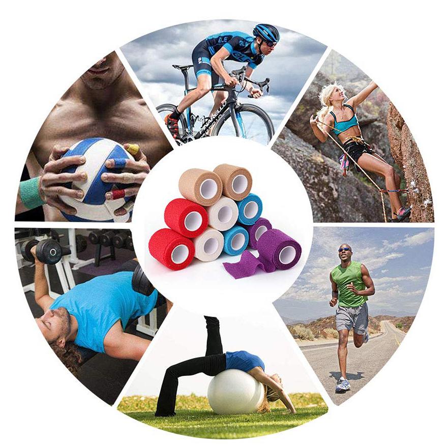Красочные спортивные самоклеющиеся эластичные повязки, поддерживающие подушечки на колено, палец, лодыжку, ладонь, плечо