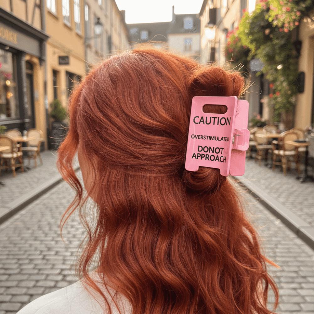 Novelty Overstimulated Hair Clip Warning Message Warning Sign Hairpins Daily