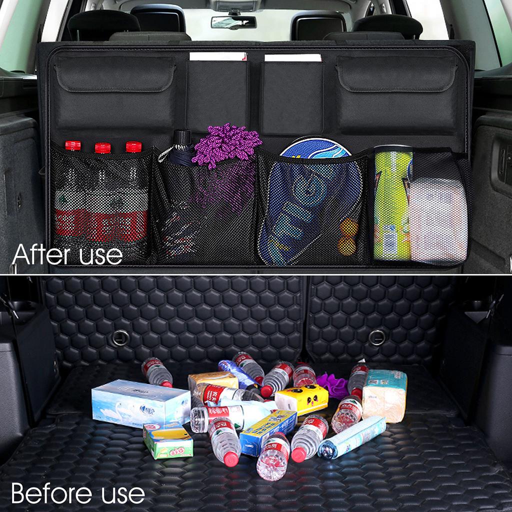 Car Trunk Organizer Adjustable Backseat Storage Bag Net High Capacity Multi-use Oxford Automobile Seat Back Organizers