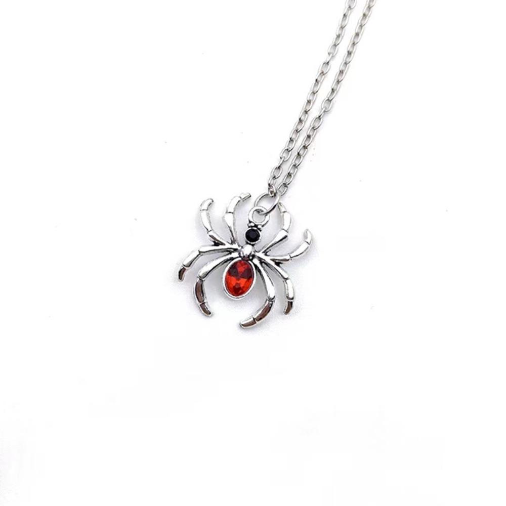 Gothic Black Spider for Women Dark Red Black Crystal Vintage Personality Choker Accessories Fashion Pendant Necklace Zircon
