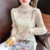 Lace Base Layer Women's Autumn Winter High-end Elegant Long Sleeve Round Neck Plus Size Women's Top