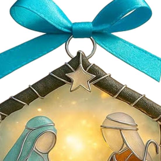 Стеклянный Рождественский Подвесной Орнамент Морское Стекло Рождество Иисуса 2D Акриловая Подвесная Декорация Рождественская Елка Праздничный Религиозный Подвес