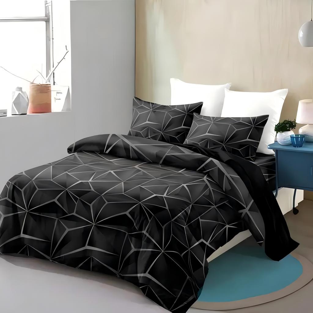 Geometric Line Grid Pattern 3d Print Quilt Cover All Season Soft Bedding Cover Pillowcase Luxury Home Textiles Duvet Cover Sets