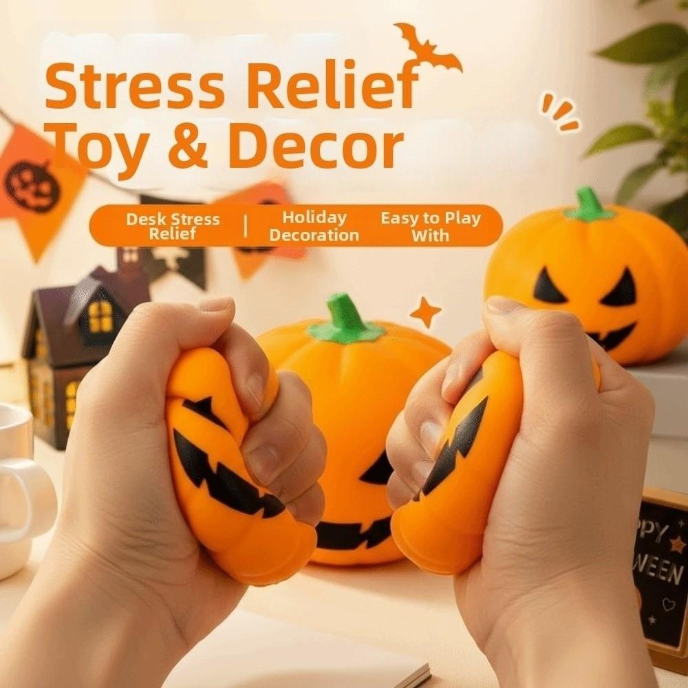 Sticky-Free Soft Squeeze Ball Shiny TPR Novelty Toys Ultra-Elastic Pumpkin Squishy Office-workers