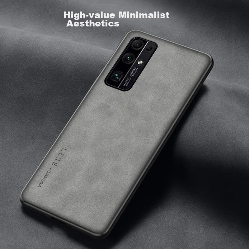 Honor 30 Phone Case, Honor 30 Full Lens Protection, Silicone Soft Edge, Shockproof, Ultra-Thin, Simple And Leather Texture Case, Quiet Black