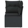 Garden Corner Sofa with Cushions Black Poly Rattan