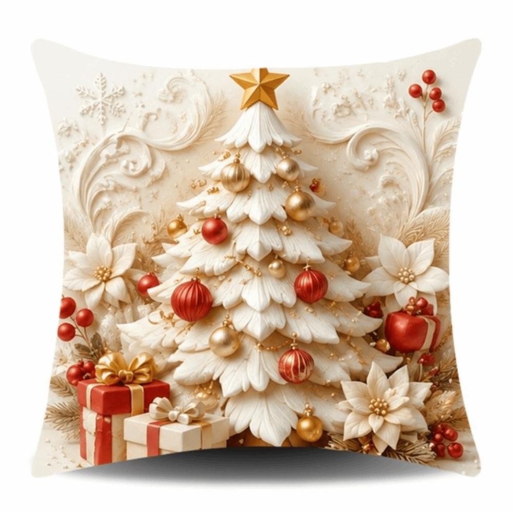 Elk Deer Christmas Pillow Cover Soft Snowman Pillow Cover Xmas Tree Pillowslip Home Decor