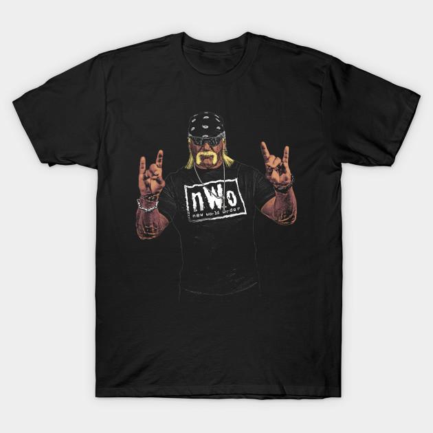 Asian Size Men Black Print T-shirt Hulk Hogan Hollywood Nwo No-Cut Heat Transfer Print Cotton Tshirt