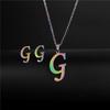 RUI RUI YU 26 Letter Colorful Stainless Steel Jewelry Sets for Women Men Alphabet Initial Chain Pendant Necklace Earrings Kids Gift