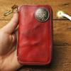 Men's Vegetable-Tanned Leather Multi-Functional Key & Card Holder with Zipper