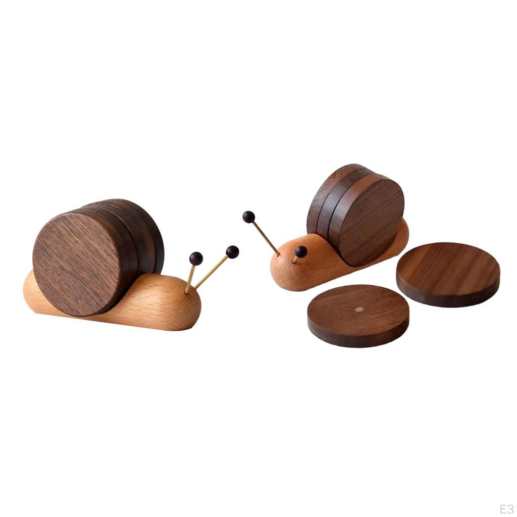5 Pieces Coaster Cup Mat Bar Decoration Snails Shaped In 1 Heat Resistant Practical Home Decor