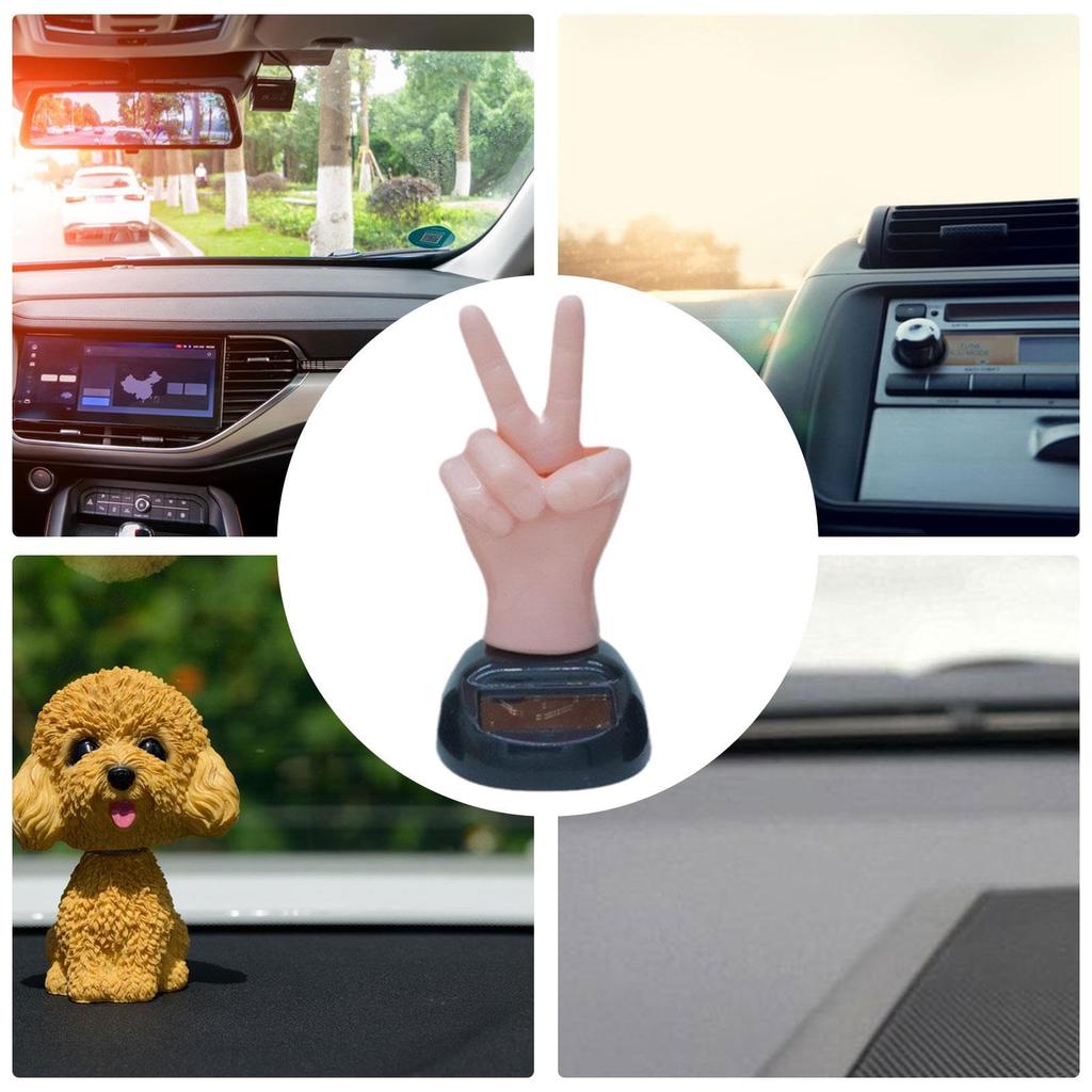 Middle Finger Car Decoration, Middle Finger Car Dashboard | Two Finger Shaking Solar Powered